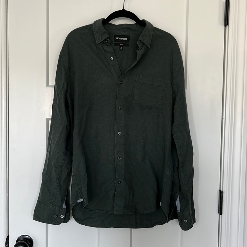 Bonobos Slim Fit Long Sleeve Button Down Green Size M